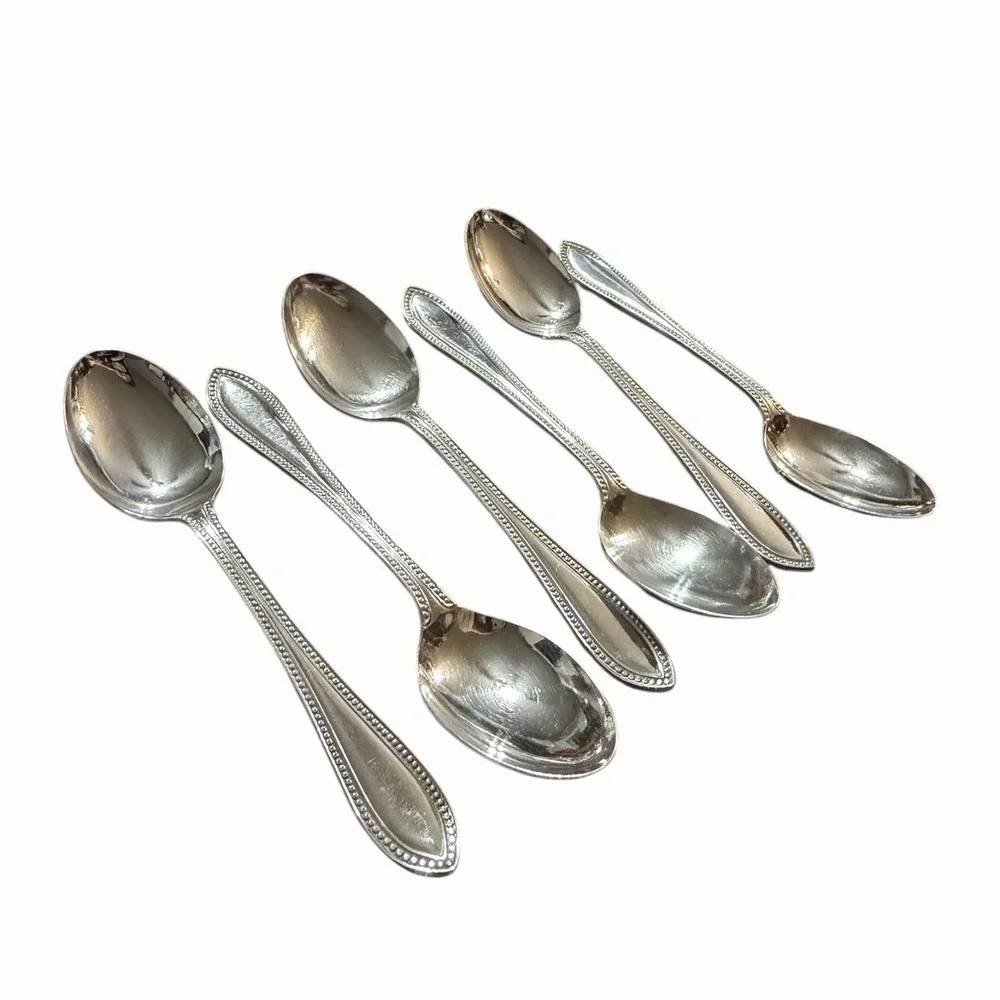 Bead Design EPNS A1 SHEFFIELD ENGLAND Silver Service Table Spoons Lot of‎ (6)